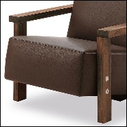 Armchair in solid walnut wood and in italian genuine leather 154-Opal