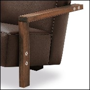 Armchair in solid walnut wood and in italian genuine leather 154-Opal