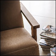 Armchair in solid walnut wood and in italian genuine leather 154-Opal