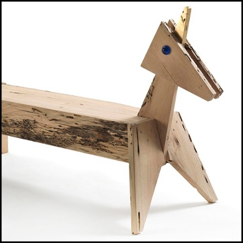 Bench in solid oak wood 154-Unicorn