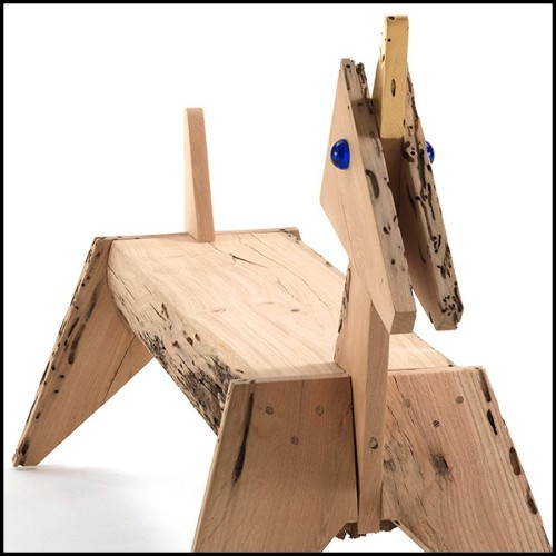 Bench in solid oak wood 154-Unicorn