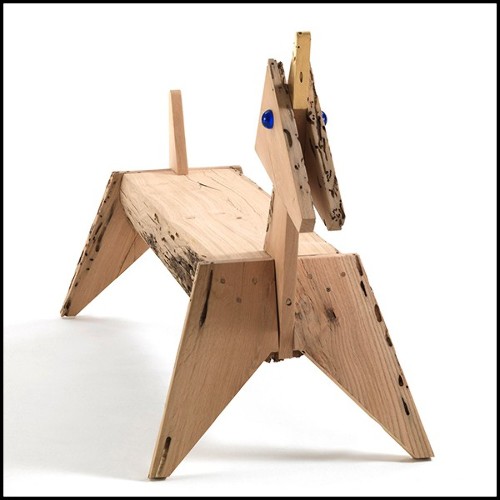 Bench in solid oak wood 154-Unicorn