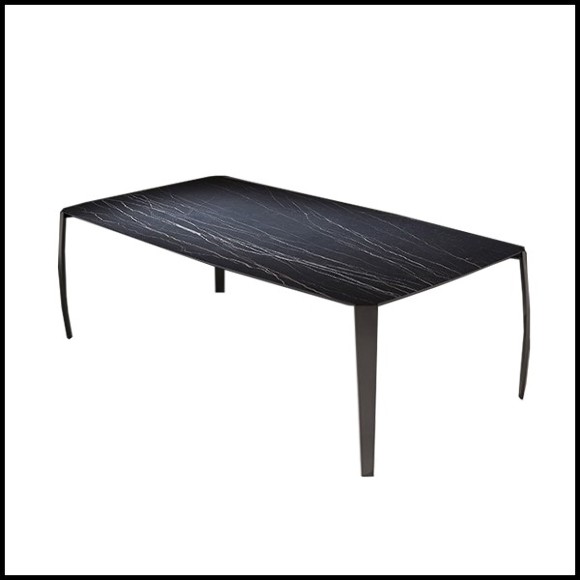 Table basse en acier finition nickelé fumé 183-Ark Dark Ceramic