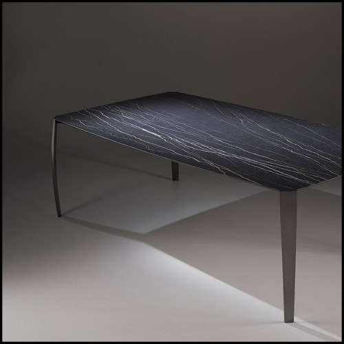 Table basse en acier finition nickelé fumé 183-Ark Dark Ceramic