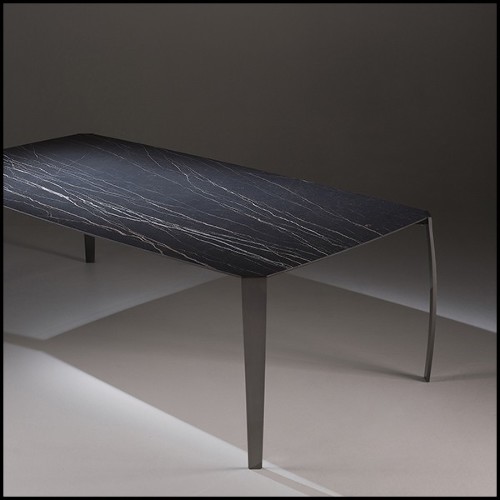 Table basse en acier finition nickelé fumé 183-Ark Dark Ceramic