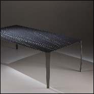 Coffee Table in steel in smocked nickel finish 183-Ark Dark Ceramic