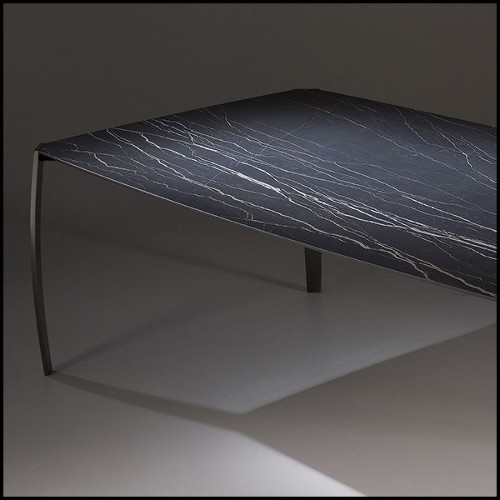 Table basse en acier finition nickelé fumé 183-Ark Dark Ceramic