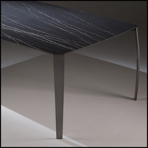 Table basse en acier finition nickelé fumé 183-Ark Dark Ceramic