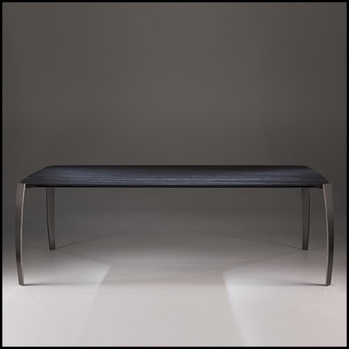 Table basse en acier finition nickelé fumé 183-Ark Dark Ceramic