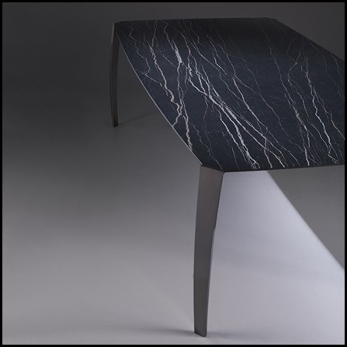 Table basse en acier finition nickelé fumé 183-Ark Dark Ceramic