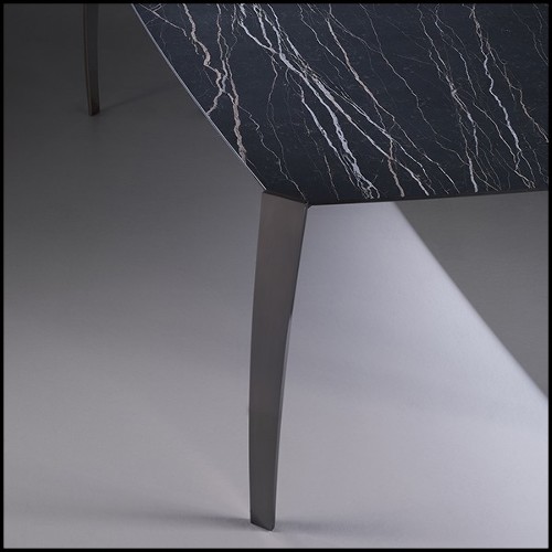 Coffee Table in steel in smocked nickel finish 183-Ark Dark Ceramic