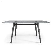 Table de repas en chêne massif finition gris 146-Estamp