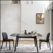 Table de repas en chêne massif finition gris 146-Estamp