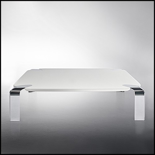 Table basse avec plateau en verre finition laqué blanc 183-Follow