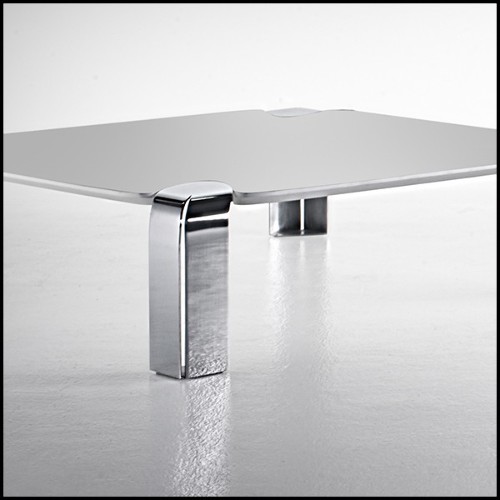Table basse avec plateau en verre finition laqué blanc 183-Follow