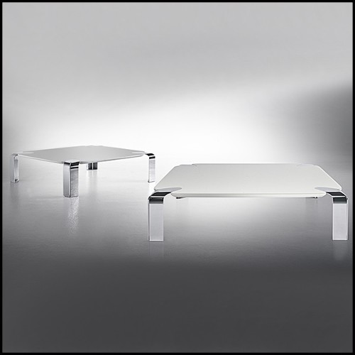 Table basse avec plateau en verre finition laqué blanc 183-Follow