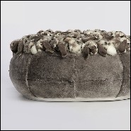 Pouf rembourré et couvert avec des peluches de lapins gris PC-Grey Rabbit