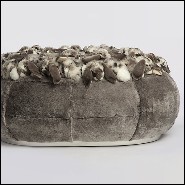 Pouf rembourré et couvert avec des peluches de lapins gris PC-Grey Rabbit