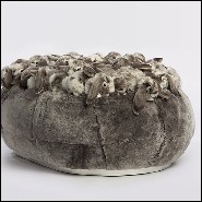 Pouf rembourré et couvert avec des peluches de lapins gris PC-Grey Rabbit