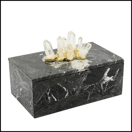 Box in black marble with lid 162-Quartz and Marble