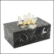 Boîte en marbre noir avec couvercle 162-Quartz and Marble