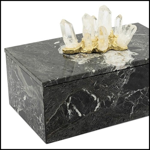 Box in black marble with lid 162-Quartz and Marble