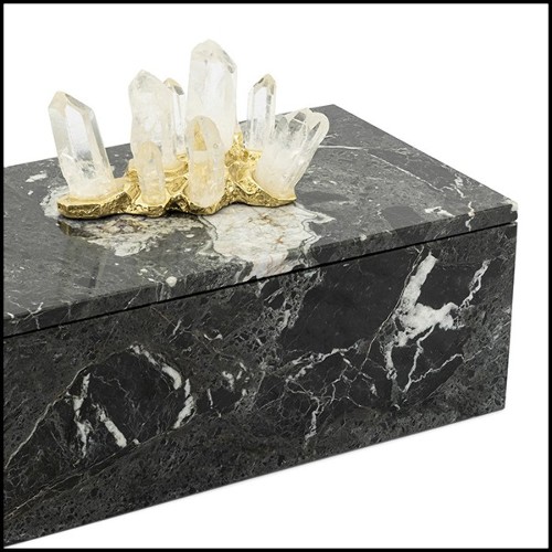 Box in black marble with lid 162-Quartz and Marble