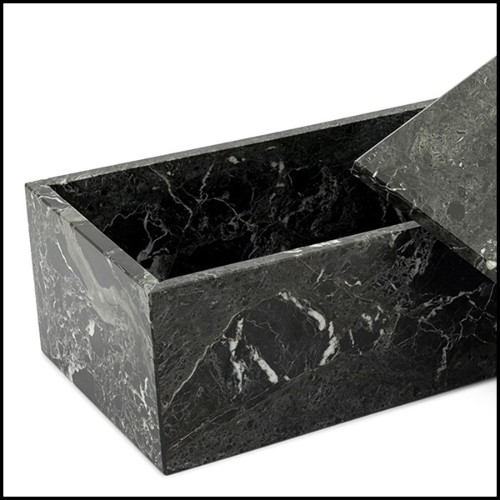 Boîte en marbre noir avec couvercle 162-Quartz and Marble
