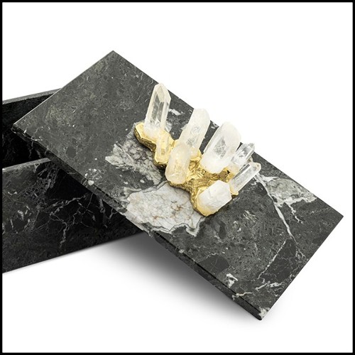 Boîte en marbre noir avec couvercle 162-Quartz and Marble