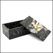 Box in black marble with lid 162-Quartz and Marble