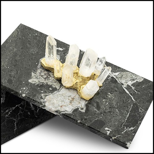 Boîte en marbre noir avec couvercle 162-Quartz and Marble