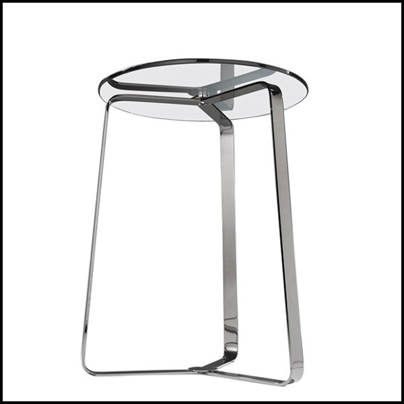 Table d'appoint en acier poli finition chrome et plateau en verre 183-Triple Feet