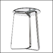 Side Table in polished chrome steel and glass top 183-Triple Feet