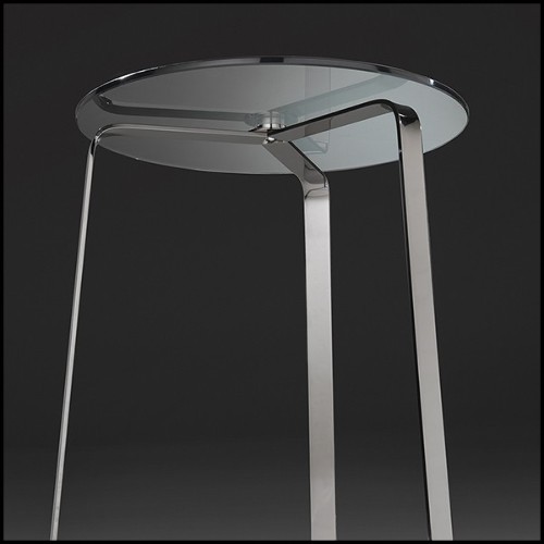 Side Table in polished chrome steel and glass top 183-Triple Feet