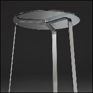 Table d'appoint en acier poli finition chrome et plateau en verre 183-Triple Feet