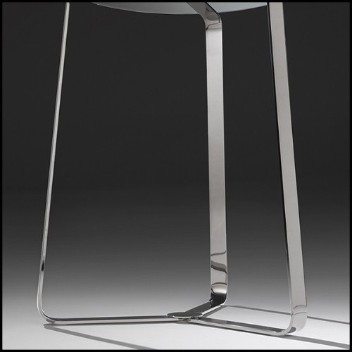 Table d'appoint en acier poli finition chrome et plateau en verre 183-Triple Feet