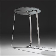 Side Table in polished chrome steel and glass top 183-Triple Feet