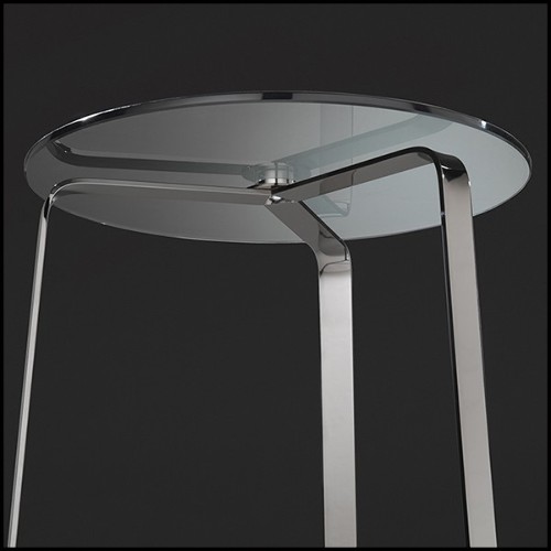 Table d'appoint en acier poli finition chrome et plateau en verre 183-Triple Feet