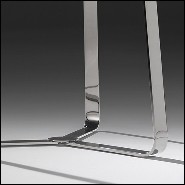 Table d'appoint en acier poli finition chrome et plateau en verre 183-Triple Feet