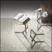Table d'appoint en acier poli finition chrome et plateau en verre 183-Triple Feet