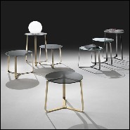 Table d'appoint en acier poli finition chrome et plateau en verre 183-Triple Feet