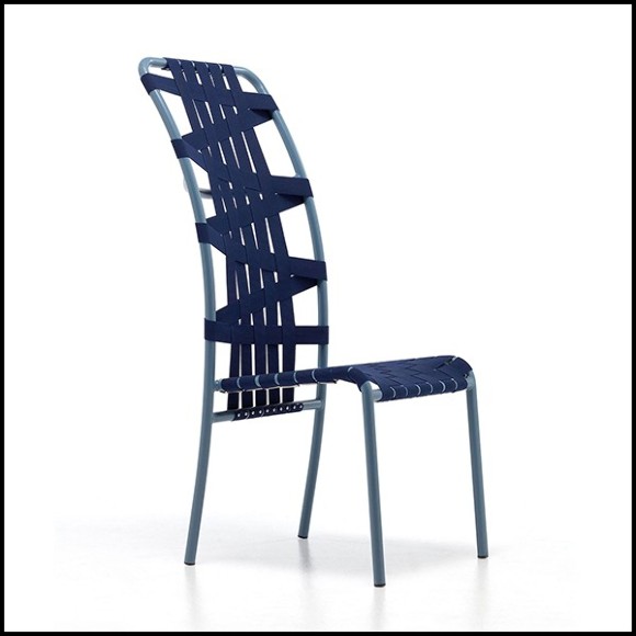 Chair in aluminium in blue lacquered finish 30-Weaving High Back