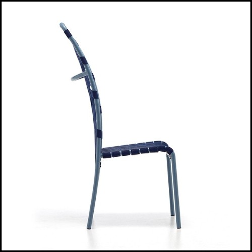 Chaise en aluminium finition laqué bleu 30-Weaving High Back