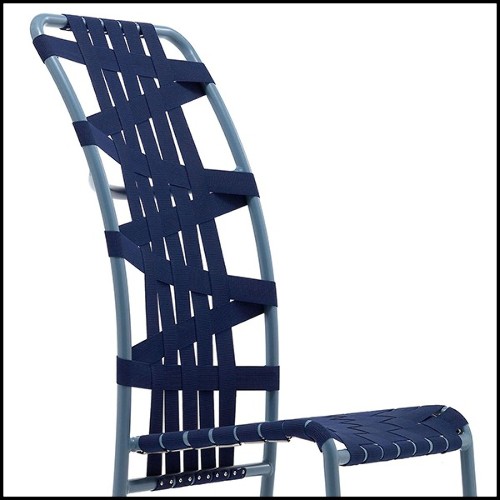 Chaise en aluminium finition laqué bleu 30-Weaving High Back