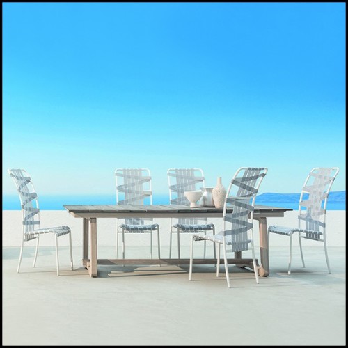 Chair in aluminium in blue lacquered finish 30-Weaving High Back