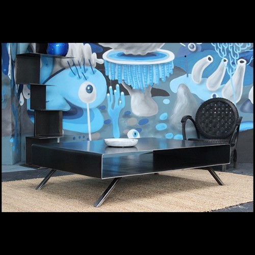 Coffee Table in raw steel in dark finish 147-Cassette