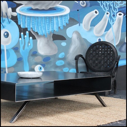 Table basse en acier brut artisanal 147-Cassette