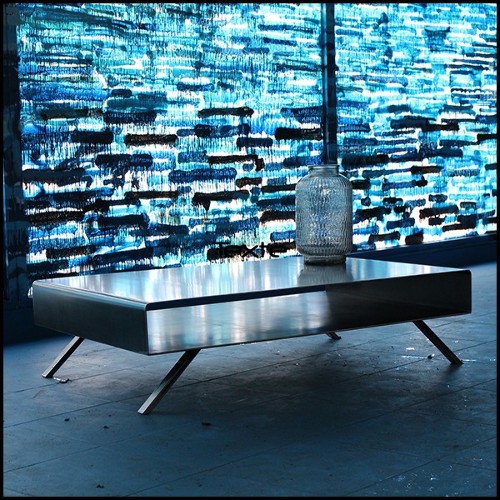Table basse en acier brut artisanal 147-Cassette