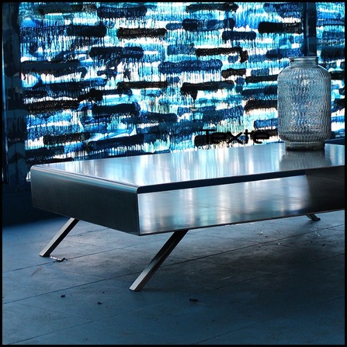 Table basse en acier brut artisanal 147-Cassette