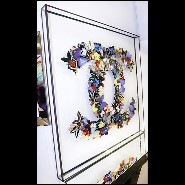 Décoration murale sur cadre en verre avec de véritable papillons multicolores PC-Double Chanel Butterflies